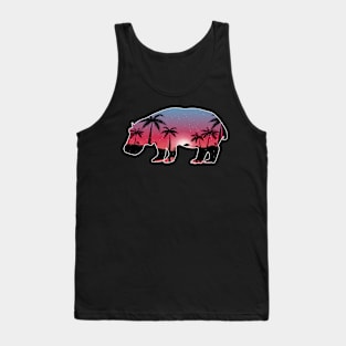 Hippopotamus Beautiful Sunset Beach Palm Tree Tank Top